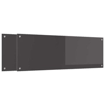 Vidaxl Kuhinjski panel 2 szt. Temno siva 120 x 40 cm kaljeno steklo