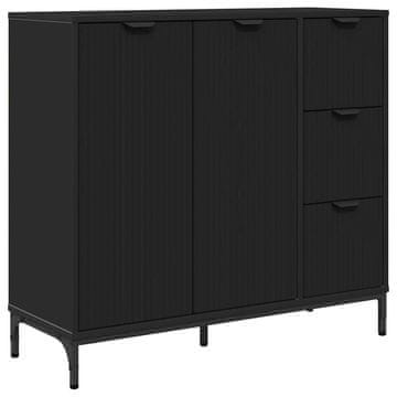 Vidaxl Strani šal s predalom Črna 89,5 x 33 x 82 cm Konstruiran les