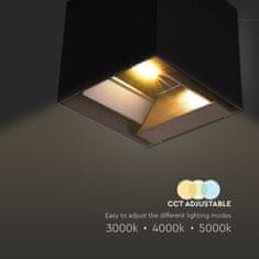 V-TAC LED solarna stenska svetilka 3W CCT 800lm IP65 kvadratna s senzorjem ČRNA
