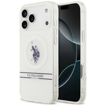 U.S. Polo Assn. OVITEK Z MAGSAFE LOGOTIPOM IN SPODNJIM ČRTOM ZA IPHONE 17 PRO Z MAGSAFE MODROM