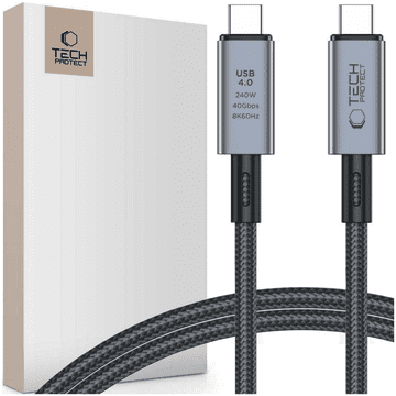 Tech-protect TECH-PROTECT ULTRABOOST MAX USB 4.0 8K 40GBPS KABEL TYPE-C PD240W 100CM SIVA