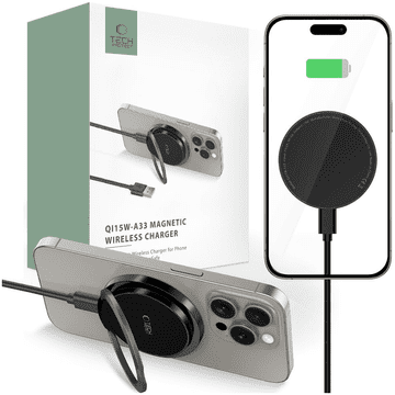 Tech-protect BREZŽIČNI POLNILEC TECH-PROTECT QI15W-A33 MAGNETNI MAGSAFE ČRNEGA RAZMERJA