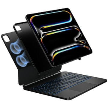 Ovitek Edge + s tipkovnico za iPad Air 13" 2024/2025, črn