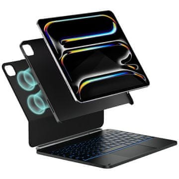 Ovitek Edge + s tipkovnico za iPad Pro 13" 2024/2025, črne barve
