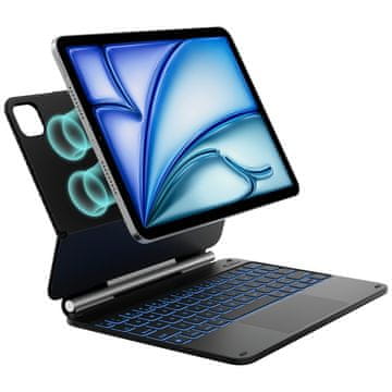 1 to 3 OVITEK IZ OGLIKOVIH VLAKEN TYPECASE Z OBLIKO TIPKOVNICO ZA IPAD AIR 11 2024 2025