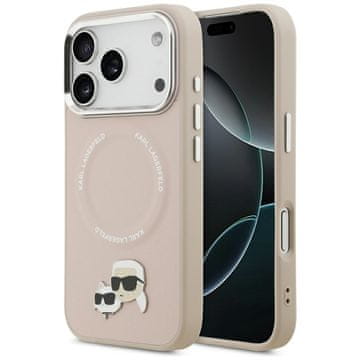 Karl Lagerfeld Ovitek Karl & Choupette Pins MagSafe za iPhone 17 Pro roza