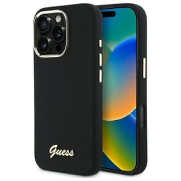 Guess Silikonski ovitek GUHCP16XSMBSLK za iPhone 16 Pro Max 6,9" črne barve s kovinskim logotipom in okvirjem
