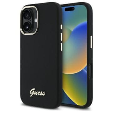 Guess Silikonski ovitek GUHCP16MSMBSLK za iPhone 16 Plus 6,7" črno/črn, s kovinskim logotipom in okvirjem