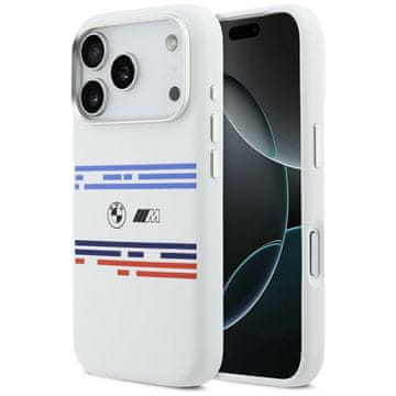 Bmw M silikonski vodoravni ovitek MagSafe za iPhone 17 Pro bele barve
