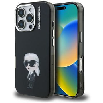 Karl Lagerfeld Ovitek IML Aquarelle Karl & Logo MagSafe za iPhone 16 Pro, črne barve