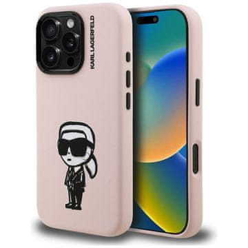 Karl Lagerfeld Silikonski ovitek Karl Sketch MagSafe za iPhone 16 Pro Max roza