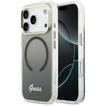 Guess IML Gradient Script kovinski ovitek MagSafe za iPhone 17 Pro Max črne barve