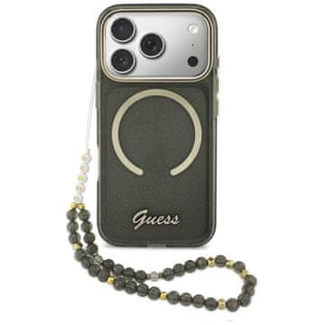 Guess OVITEK GUESS IML GLITTERS SCRIPT ZA IPHONE 17 PRO MAGSAFE Z BELIM LOGOM