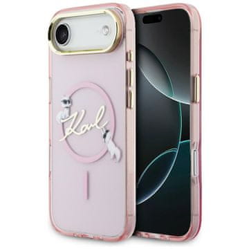 Karl Lagerfeld Ovitek IML Choupettes z logotipom Karl Script MagSafe za iPhone Air, roza
