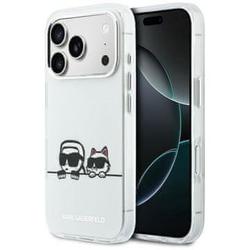 Karl Lagerfeld Ovitek IML Karl & Choupette Peekaboo Logo MagSafe za iPhone 17 Pro, bel