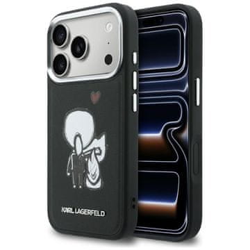 Karl Lagerfeld Ovitek Karl & Choupette na hrbtni strani MagSafe za iPhone 17 Pro črne barve