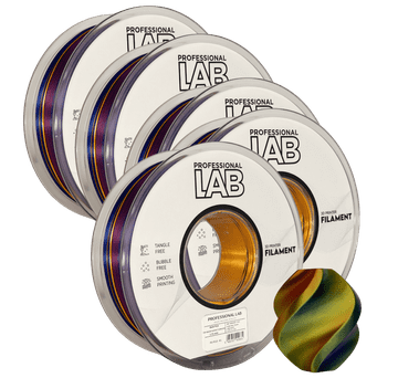 Professional Lab 5x Silk PLA Trojna Barva Sončni Obzorje filament 1.75mm - Professional Lab Sijajni Filament za 3D Tisk (1kg Kolut)