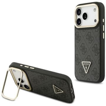 Guess Ovitek Guess 4G PU Triangle Logo & Stand Camera MagSafe za iPhone 17 Pro črne barve