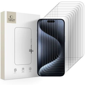 Tech-protect KALJENO STEKLO TEHNIČNO ZAŠČITNI PAKET 10 KOSOV ZA IPHONE 15 PRO MAX PROZORNO