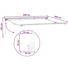 Vidaxl Ročna tenda 5 x 3 m Svetlo sive in bele črte 100% poliester