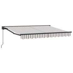 Vidaxl Ročna tenda 3 x 2,5 m Svetlo sive in bele črte 100% poliester