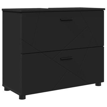 Vidaxl Kopalniška omarica s predalom z vrati Črna 76,5 x 35 x 64 cm