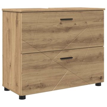 Vidaxl Kopalniška omarica s predalom Umetni hrast 76,5 x 35 x 64 cm