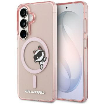 Karl Lagerfeld Ovitek IML Peekaboo Choupette MagSafe za Samsung Galaxy S26 roza