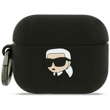 Karl Lagerfeld SILIKONSKI OVITEK KARL LAGERFELD KARL HEAD 3D ZA AIRPODS PRO 3 ČRNEGA OBLIKOVANJA Z MODNIM OZNAČEVANJEM
