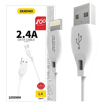 DUDAO USB/Lightning kabel 2.4A 1m bel (L4L 1m bel)