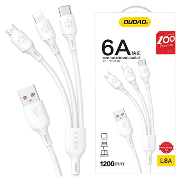 DUDAO DUDAO 3V1 KABEL ZA TELEFONE USB-A USB-C MICRO USB NA LIGHTNING 480MB/S