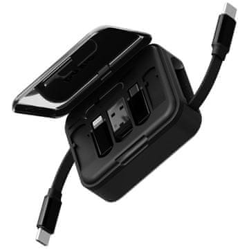 Bazic GoCharge Loop 5-v-1 kabel Lightning, USB-A, Micro USB 1 m črne barve