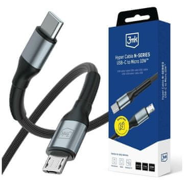 3MK 3MK HYPER KABEL N-SERIJE USB-C NA MIKROO USB 3M HITRO POLNJENJE
