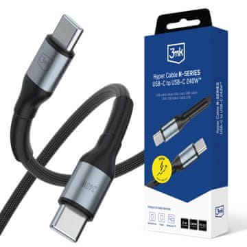 3MK Dodatki - Hyper Cable N-SERIES C do C 2m PD 3.0 QC 3.0 48V/5A 240W Črna