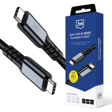 3MK 3MK HYPER KABEL N-SERIJE 1M ZA USB-C 240W 40GB/S THUNDERBOLT 4 ZA NAPAJALNIK