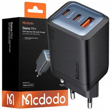 Mcdodo MCDODO HITR STENSKI POLNILEC KOCKASTI NAPAJALEC 3X USB-C PD USB-A GAN 67W