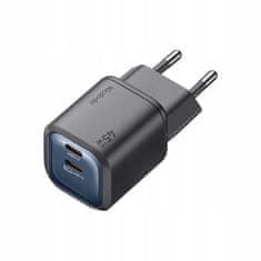 Mcdodo MCDODO HITR STENSKI POLNILEC ZA TELEFON, NAPAJALNIK 2X USB-C PD GAN 45W