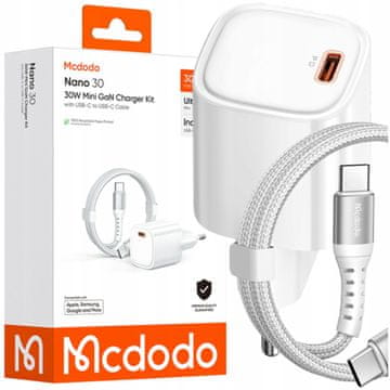 Mcdodo MCDODO HITR STENSKI POLNILEC USB TIPA C NAPAJALNIK 30 W + USB-C KABEL 1 M
