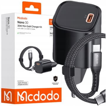 Mcdodo MCDODO HITR STENSKI POLNILEC USB TIPA C NAPAJALNIK 30 W + USB-C KABEL 1 M