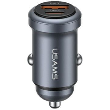 USAMS AVTO POLNILEC USAMS CC322 30W 1XUSB-A 1XUSB-C ZA TELEFONE 12 13 14