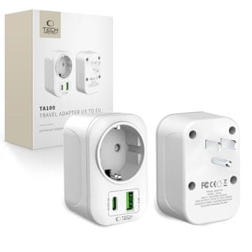 Tech-protect TECH-PROTECT ADAPTER IZ ZDA V EU ADAPTER BEL POTOVALNI POLNILEC BEL