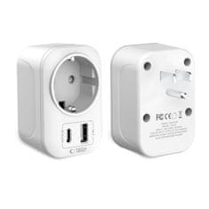 Tech-protect TECH-PROTECT ADAPTER IZ ZDA V EU ADAPTER BEL POTOVALNI POLNILEC BEL