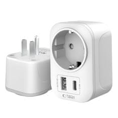 Tech-protect TECH-PROTECT ADAPTER IZ ZDA V EU ADAPTER BEL POTOVALNI POLNILEC BEL