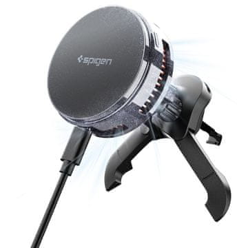 Spigen BREZŽIČNI POLNILEC EV25MFAQ ESSENTIAL PELTIER MAGNETIC MAGSAFE VENT AVTOMOBILSKEGA NOSILCA 25W QI2.2 ČRNEGA OBLIKOVALCA