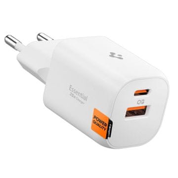 Spigen SPIGEN ESSENTIAL 2-PORTNI POLNILEC ZA TELEFON 35W WHITE FAST