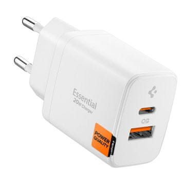 Spigen POLNILEC SPIGEN ESSENTIAL EE202EU 20W Z 2 VHODOM ZA IPHONE, POLNJENJE 2 NAPRAV