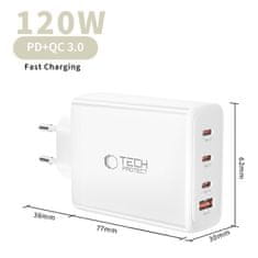 Tech-protect TECH-PROTECT 4-PORTNI PD 120W STENSKI POLNILEC ZA TELEFONE IN PRENOSNIKE