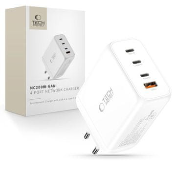 Tech-protect TECH-PROTECT NC200W-GAN 4-PORTNI QC3.0 PD STENSKI POLNILEC ZA TELEFONE