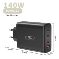 Tech-protect POLNILEC TECH-PROTECT PD 140 W QC3.0 S 4 PRIKLJUČKI ZA PAMETNE TELEFONE IN DRUGE NAPRAVE