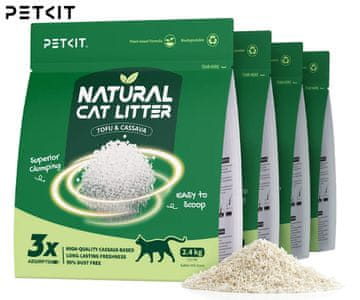 PetKit Natural Cat Litter komplet mačje stelje/peska, naravni materiali, 4x